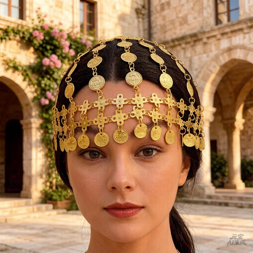 Fashionable and creative new headwear, best-selling in the Middle East, golden alloy hollowed