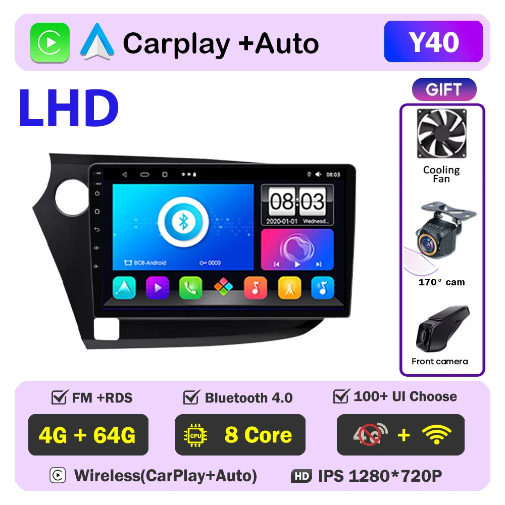 Autoradio Android Navigatie Voor Honda Insight 2009 2010 2011-2014 Multimedia Video Player Head Unit Geen 2din DVD QLED scherm