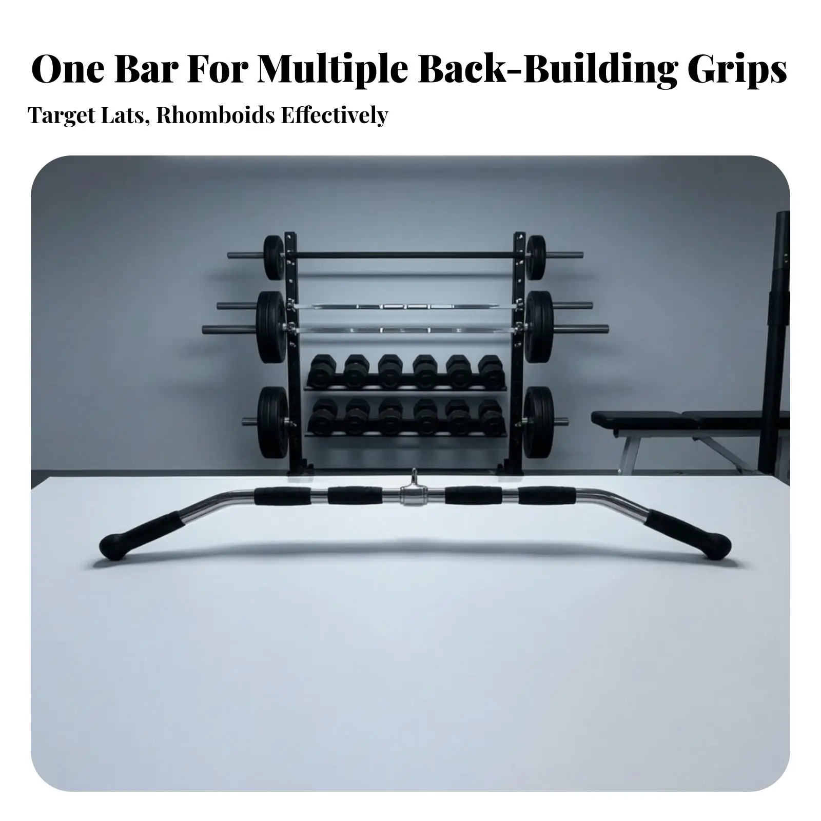 Multifunctional Fitness Pulley Bar for Lat Machine Upper Body Workout with Non Slip Rubber Coating