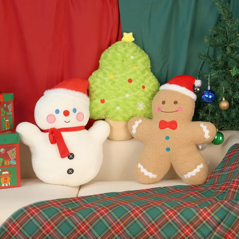 

Мягкий рождественский плюшевый набор, дерево, снеговик, пряничный декор, кровать/диван/офисная подушка, вешалка, нескользящая моющаяся домашняя подарок