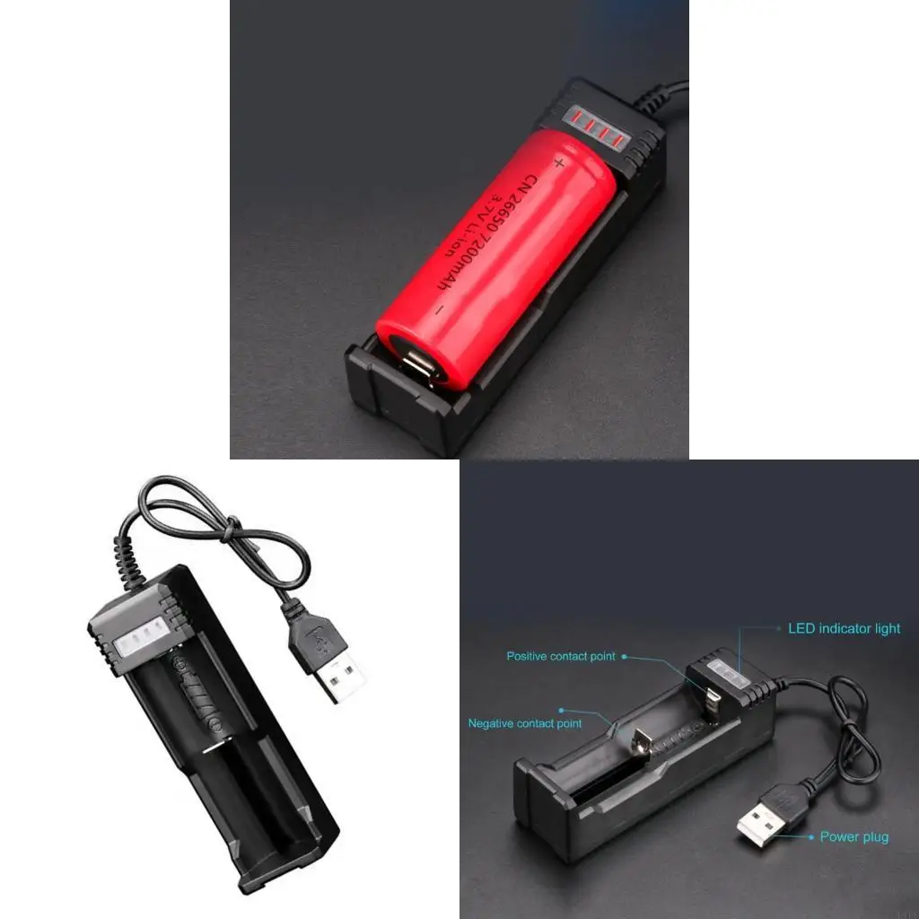 E1PF Automatic Battery Charging Adapter USB Power Safe Charging Machine Plastic Texture for 26650/18650 Travel Projects