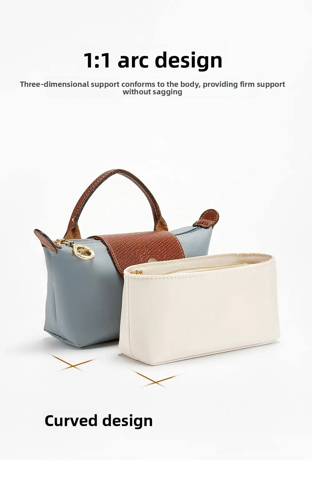 Bag Organizer Insert For The Longchamp Inner Liner Mini Pouch Handbag Inner Orderly Neat Nylon Support Bag Insert Accessories