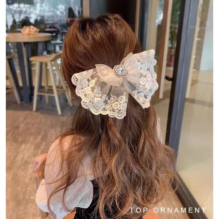 المرأة الجديدة أربعة مواسم الراقية الأميرة المتضخم القوس الدانتيل الماس أزياء جميلة دبوس الشعر إكسسوارات الشعر #5