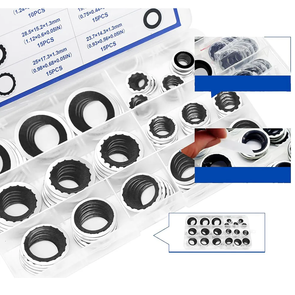 85PCS A/C Compressor Seal Washers Kit Air Conditioning Compressor Port Gasket Automotive Sealing Gasket Repair Parts view 2