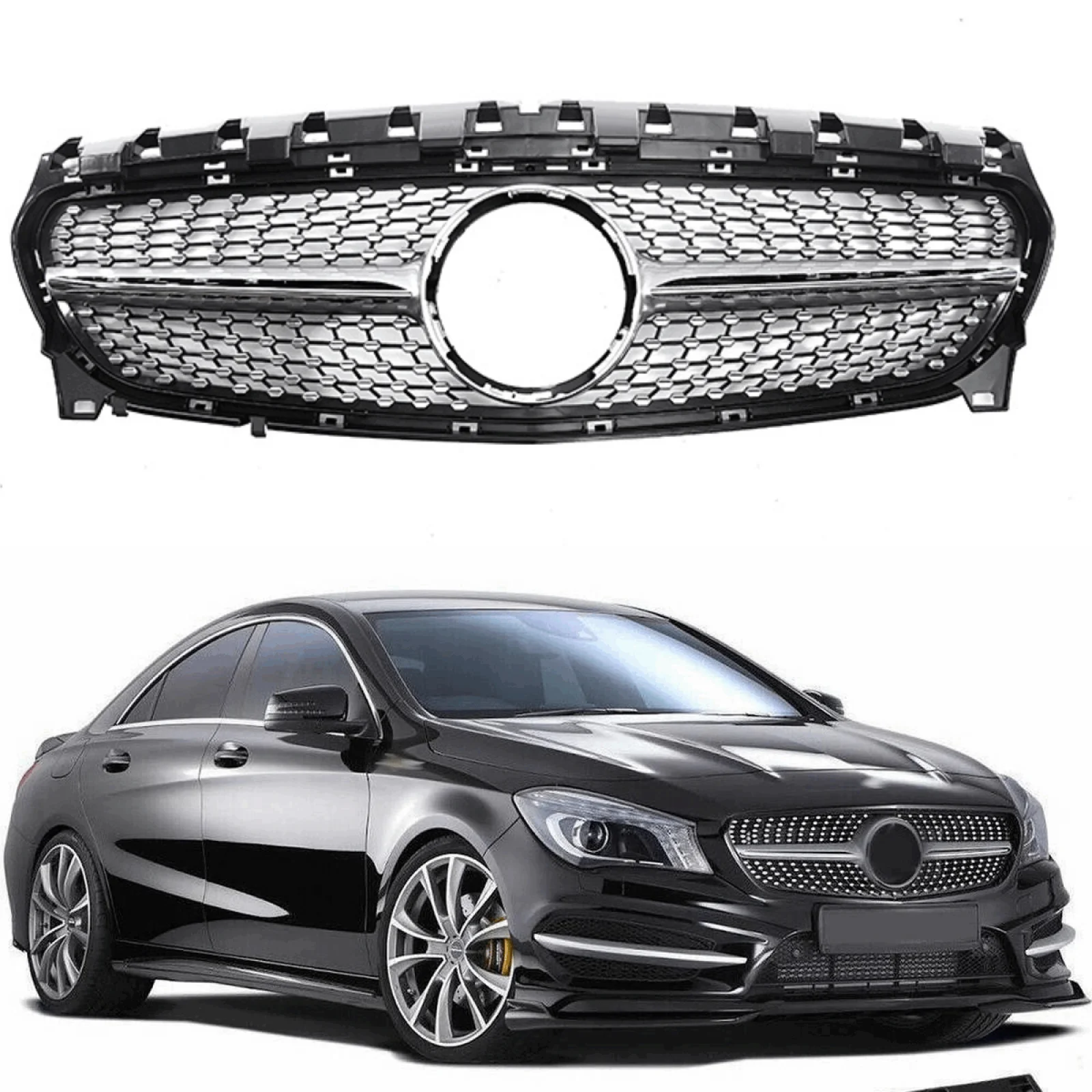 Front Bumper Grille Diamond GT AMG Grill Fit for Mercedes Benz W117 CLA180 CLA250 2013-2015