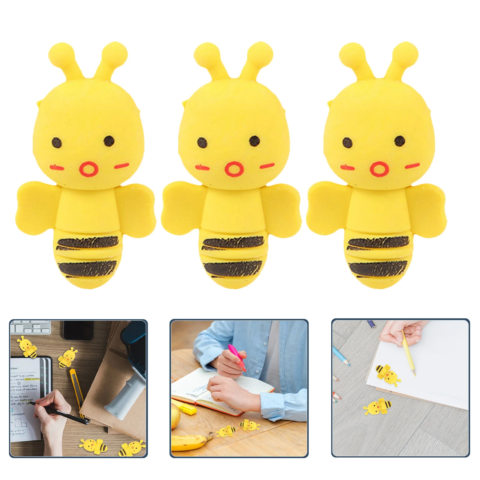 

30Pcs Bee Designed Erasers Kids Bulk Cute Pencil Erasers Fun Gifts Educational Tools for School Use Kindergarten Eraser Gift