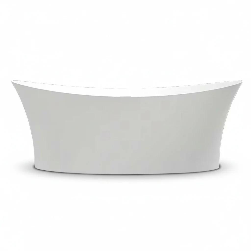 Freestanding Bathtub, Acrylic Soaking Tub, Modern White Oval Hot Tub, 1500mm/59inch 1700mm/67inch, for Hotel Villas Apartments