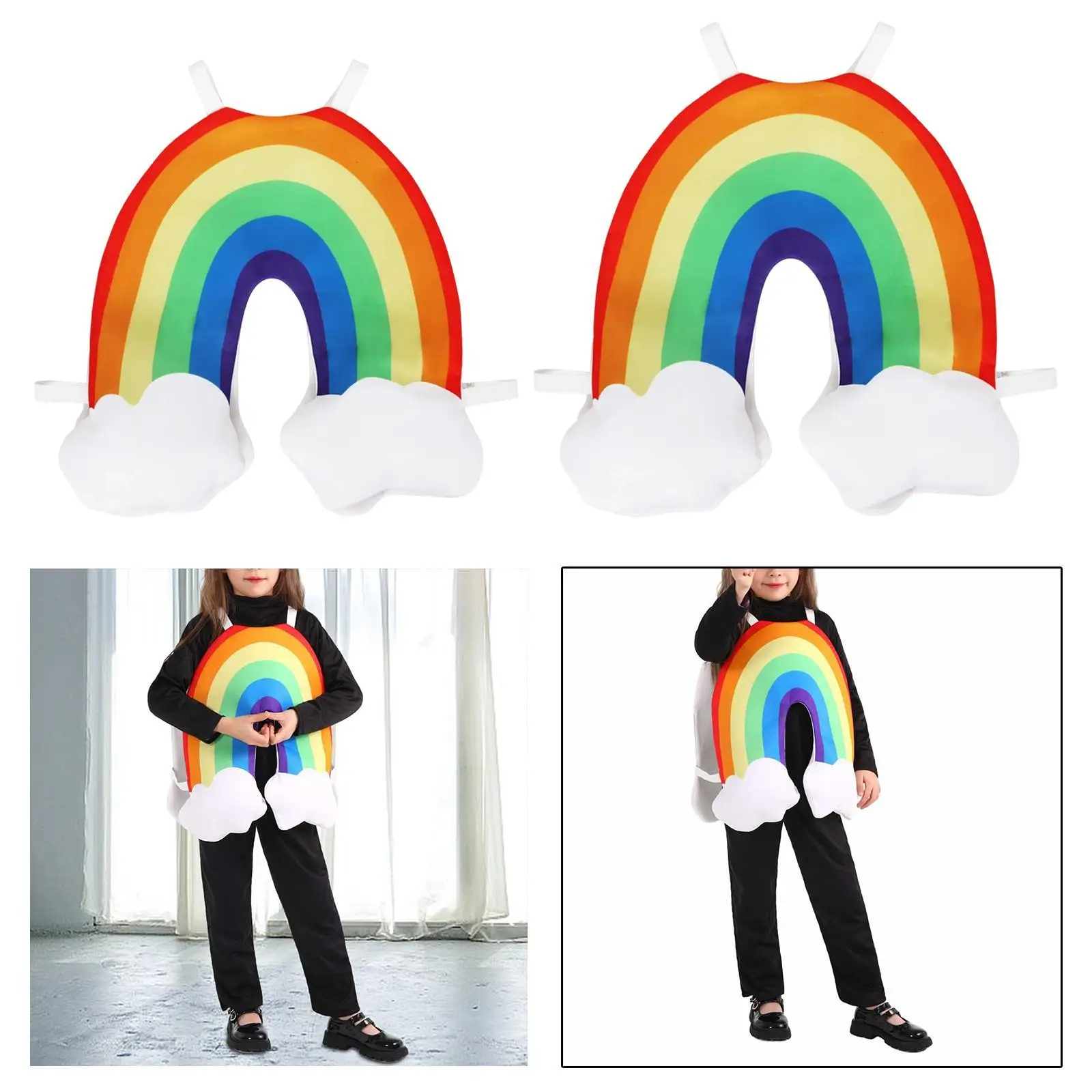 

Kids Rainbow Cosplay Costume Easy to Wear Lightweight Dressing up for Carnivals