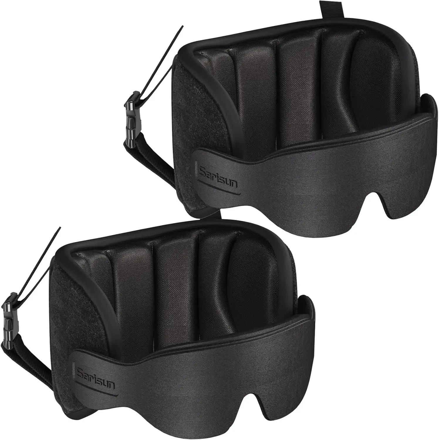 

2 Pack Travel Pillows for Airplanes with Sleep Eye Mask, 360° Support for Long Flights and Road Trips, Black