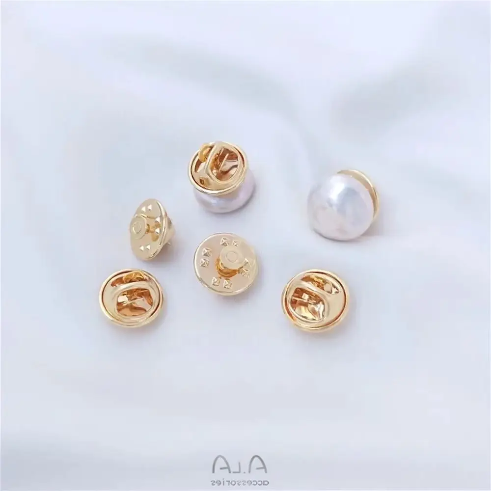 

14K gold pearl nail buckle collar buckle cardigan shawl buckle pin small Brooch collar pin manual DIY bayonet needle material