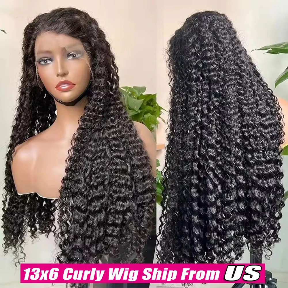 13x6 HD Transparent Lace Deep Wave Frontal Wig 36 Inch Jerrly Curly 13x4 Lace Front HumanHair Wig For Deep Curly Water Wave Wig