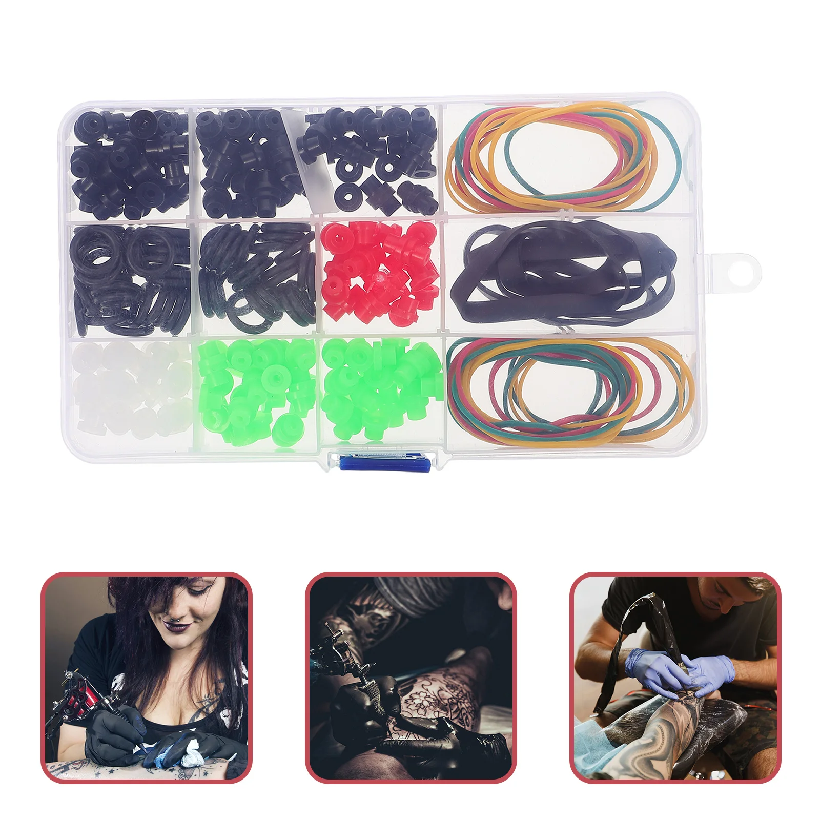 

270Pcs Long-Lasting Rubber Bands Anti-Vibration Apron Pin Cushion for Tattoo Supplies Kit Rubber Band