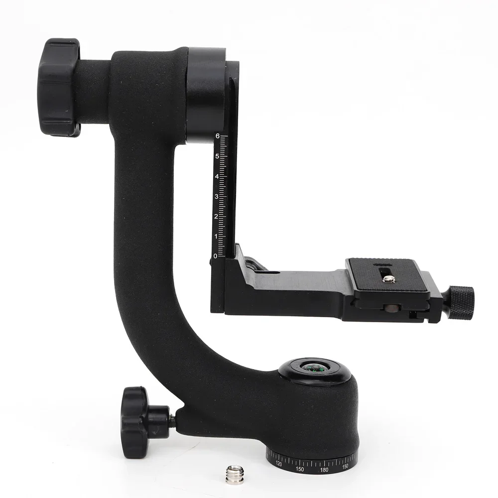 360° Panoramic Gimbal Pan Tripod Head Ball Mount Bearing Structure Supports Smooth for Telephoto Lens DSLR Camera Black