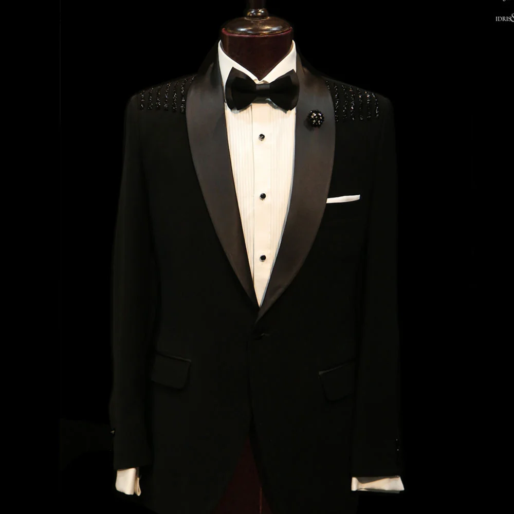 Men's 2026 Diamond-Decorated Formal Suit Set for The Collar  Wedding Suits for Men Man Suit
