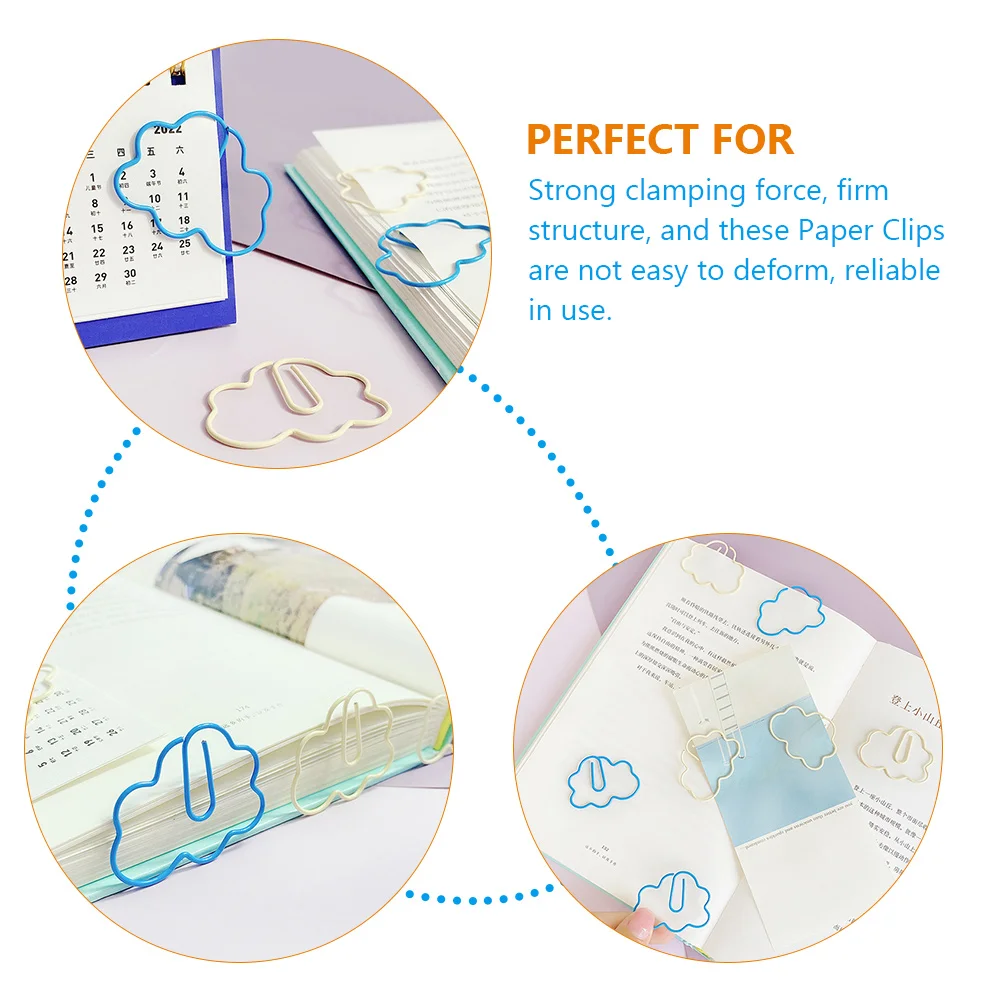 Document Clips Office Clips Lovely Cloud Shape Paper Clips Cloud Paper Clips Practical Paper Clips for Daily Study Home
