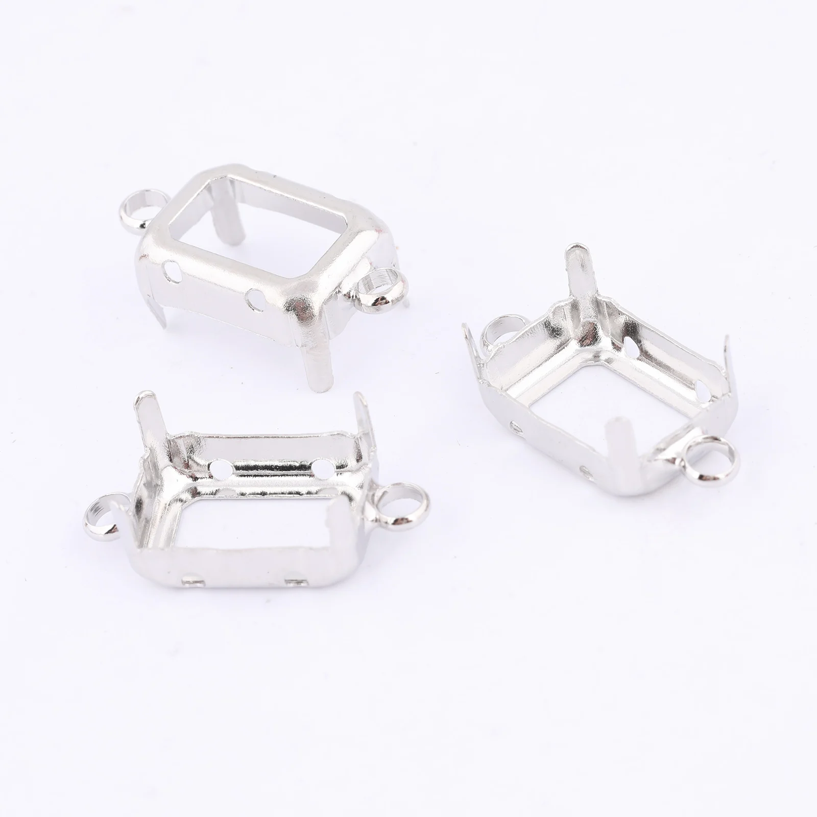 20pcs Earring Bracelet Connector Claw Base Setting Blanks For 10x14mm Rectangle Teardrop Rhinestones Diy Jewelry Making