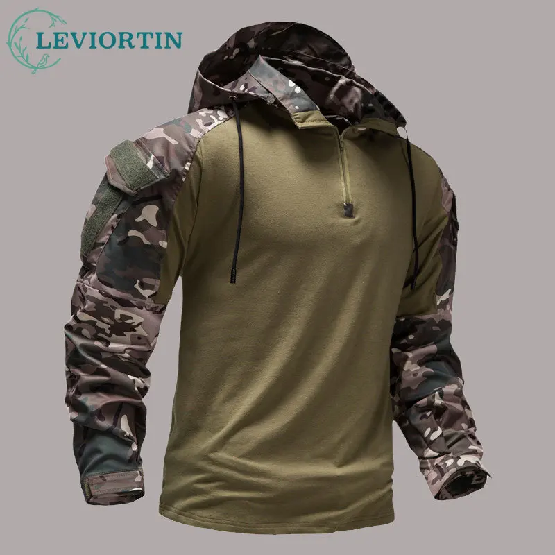 

Ourdoor Shirts Camouflage Multicam Military Combat T-Shirt Hooded Men Shirt Airsoft Paintball Camping Hunting Clothing