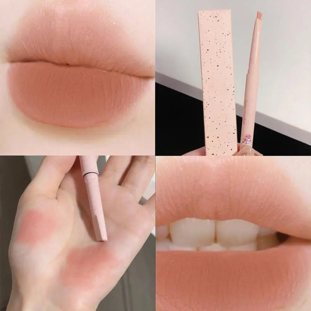 Delineador de labios práctico mate cabezas planas mujeres doble uso lápiz labial accesorios para damas