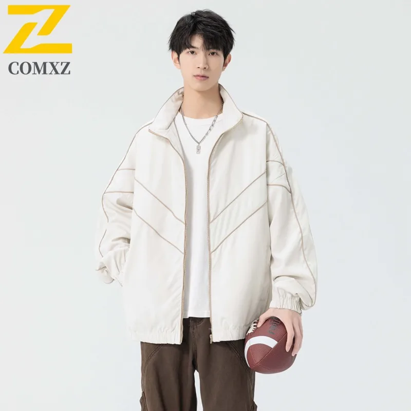 

COMXZ 2025, осенняя мужская повседневная спортивная куртка на открытом воздухе, модная свободная посадка в американском стиле, универсальная верхняя одежда унисекс, легкое пальто