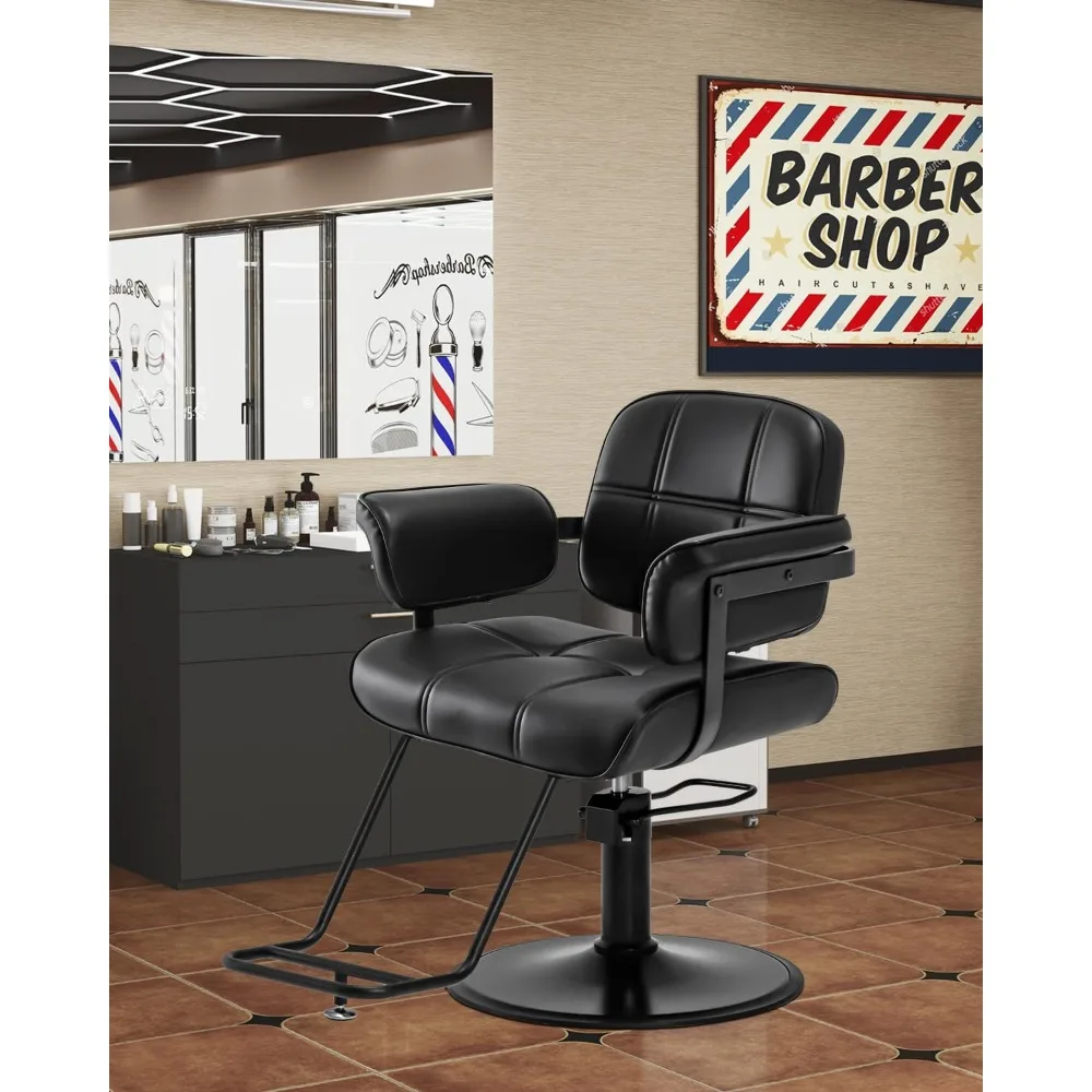 

Barber Salon Chair, Extra Wide Hair Styling Chair with Heavy Duty Hydraulic Pump, 360° Swivel Height Adjustable Braiding Design
