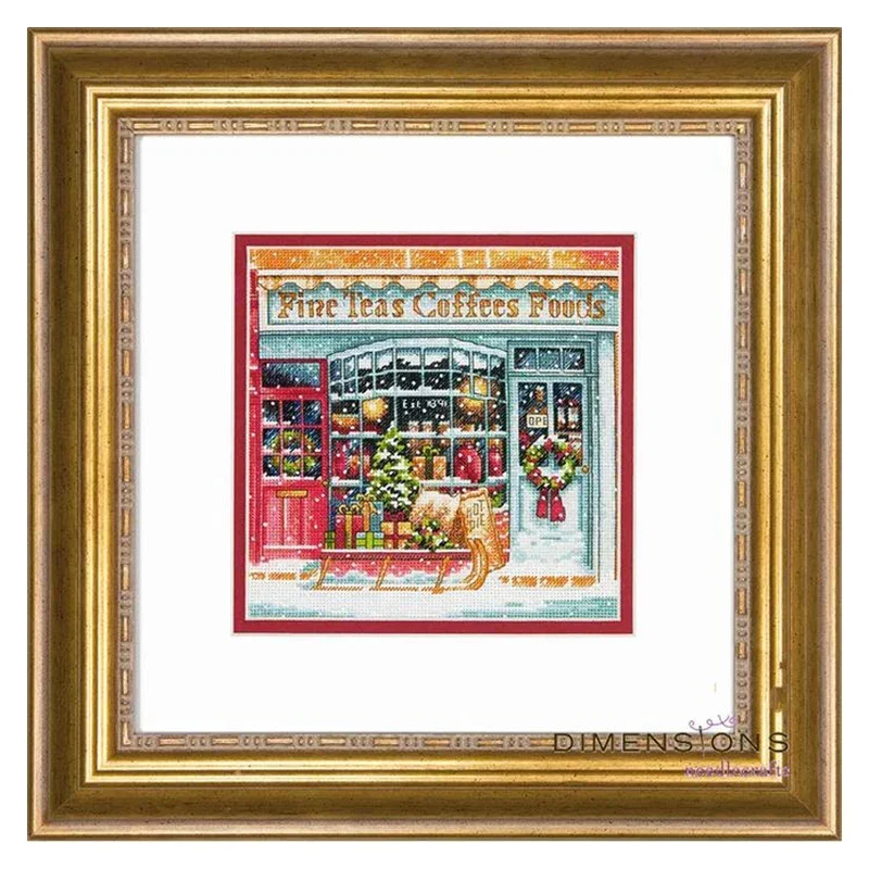 Amishop Gold Collection Counted Cross Stitch Kit Coffee Shoppe Shop Fine Teas Coffees Foods Dim 08973 70-08973