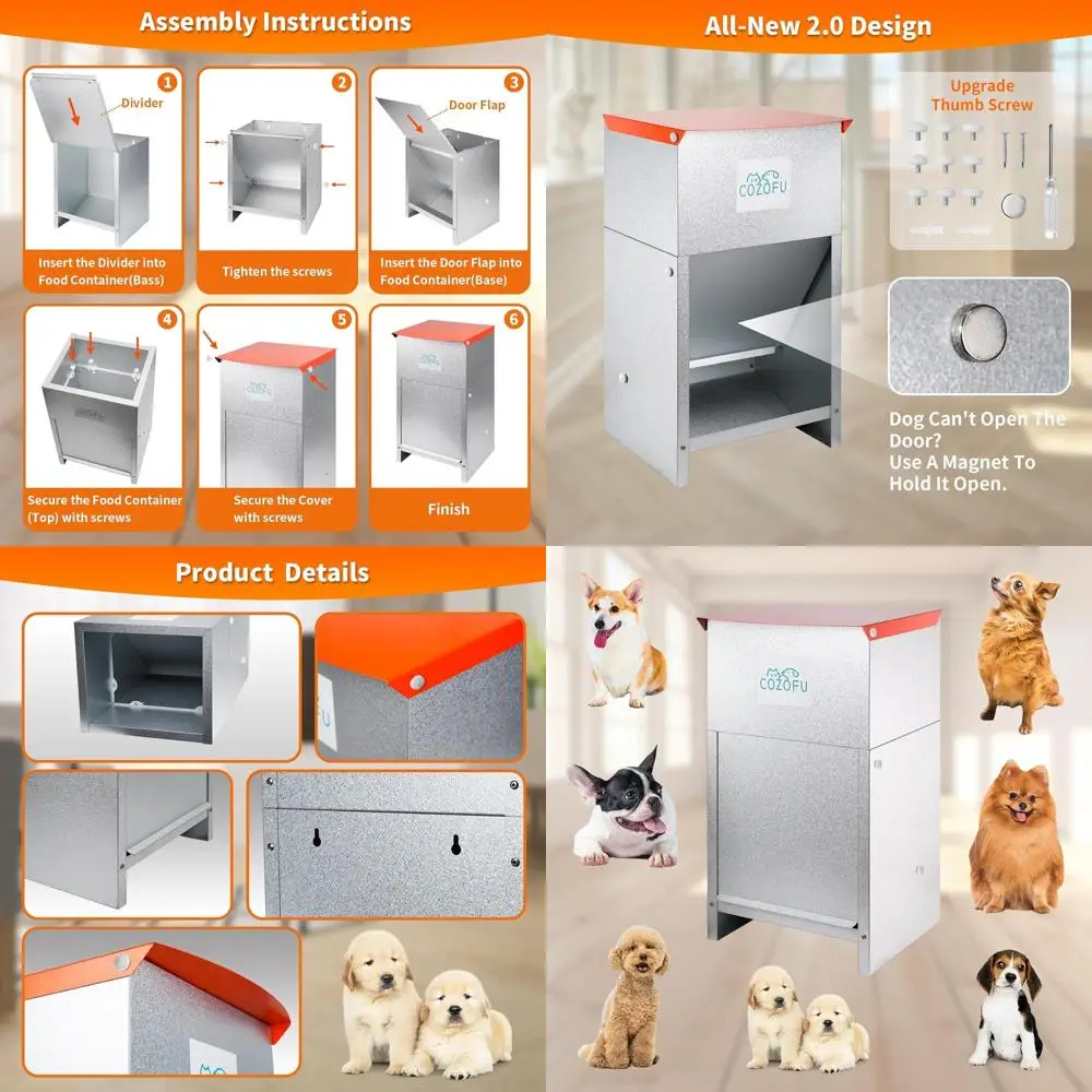 

Металлическая кормушка для собак (для дома и улицы) - гравитационный дозатор для всех размеров, вместимость 25 фунтов сухого корма