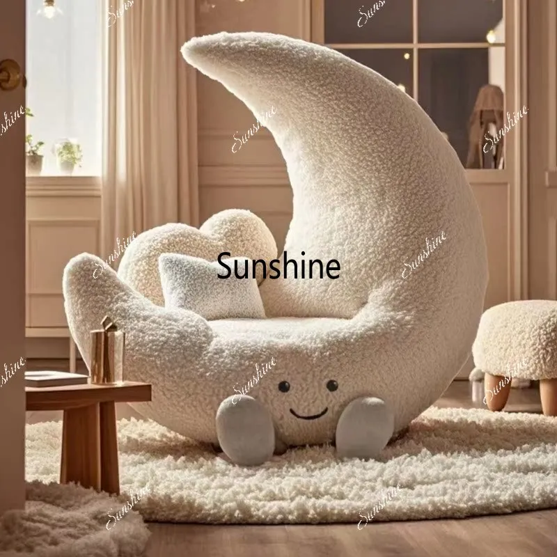 Cartoon moon lazy sofa chair modern simple cream wind B & B activity display design
