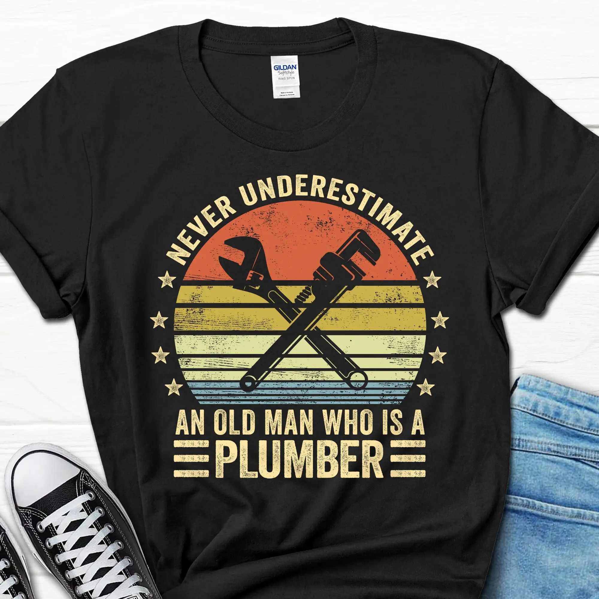 Grandpa Handyman Men's T Shirt Plumber Papa For Him Plumbing From Wife Funny Father's Day Dad s Men