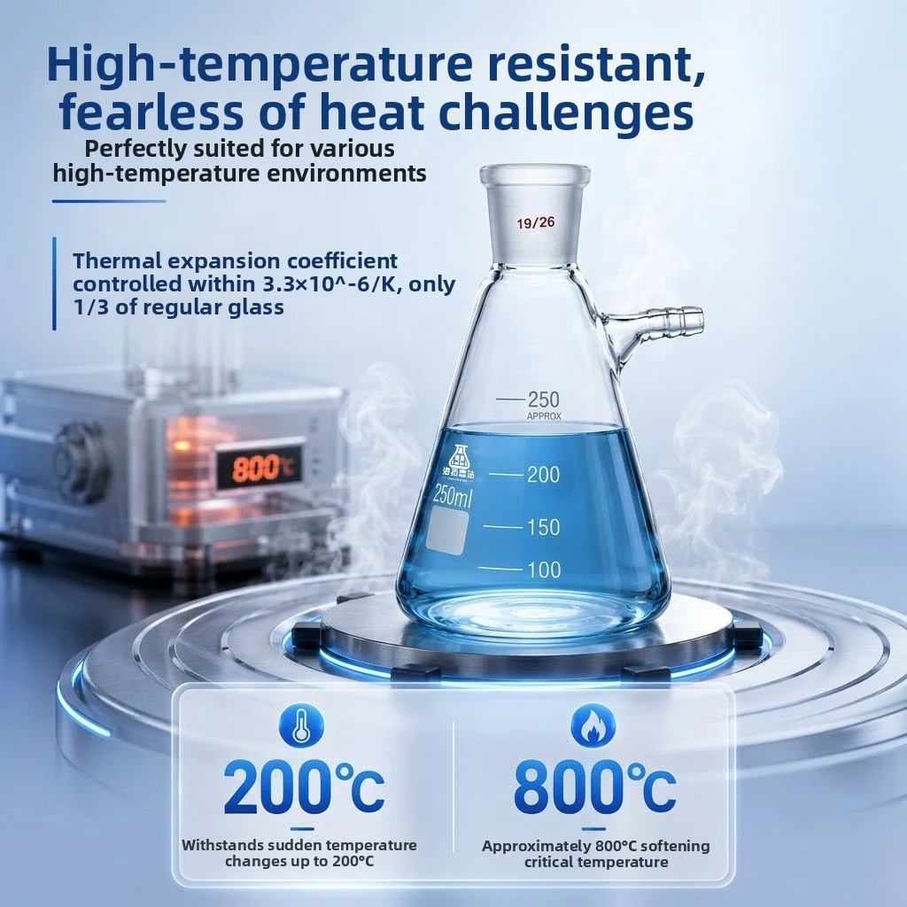 1 szt. 100ml 250ml 500ml Szklana kolba próżniowa z borokrzemianowego szkła z ustnikiem do mielenia, filtracji i odsysania, laboratoryjna butelka filtracyjna — zdjęcie produktu 5