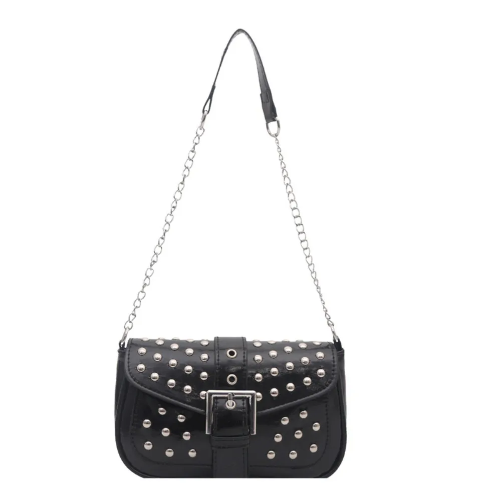 

Simple Y2K Rivet Shoulder Bag Retro Spicy Girl Motorcycle Bag Handbag Fashion Vintage Underarm Bag Streetwear