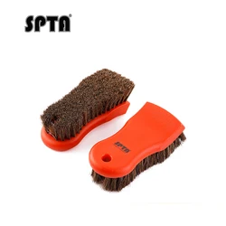 SPTA Car Interior Cleaning Brush Horsehair Bristles Brush Nylon Handle Auto Upholstery Cleaning Leather&Textile Interior Brush