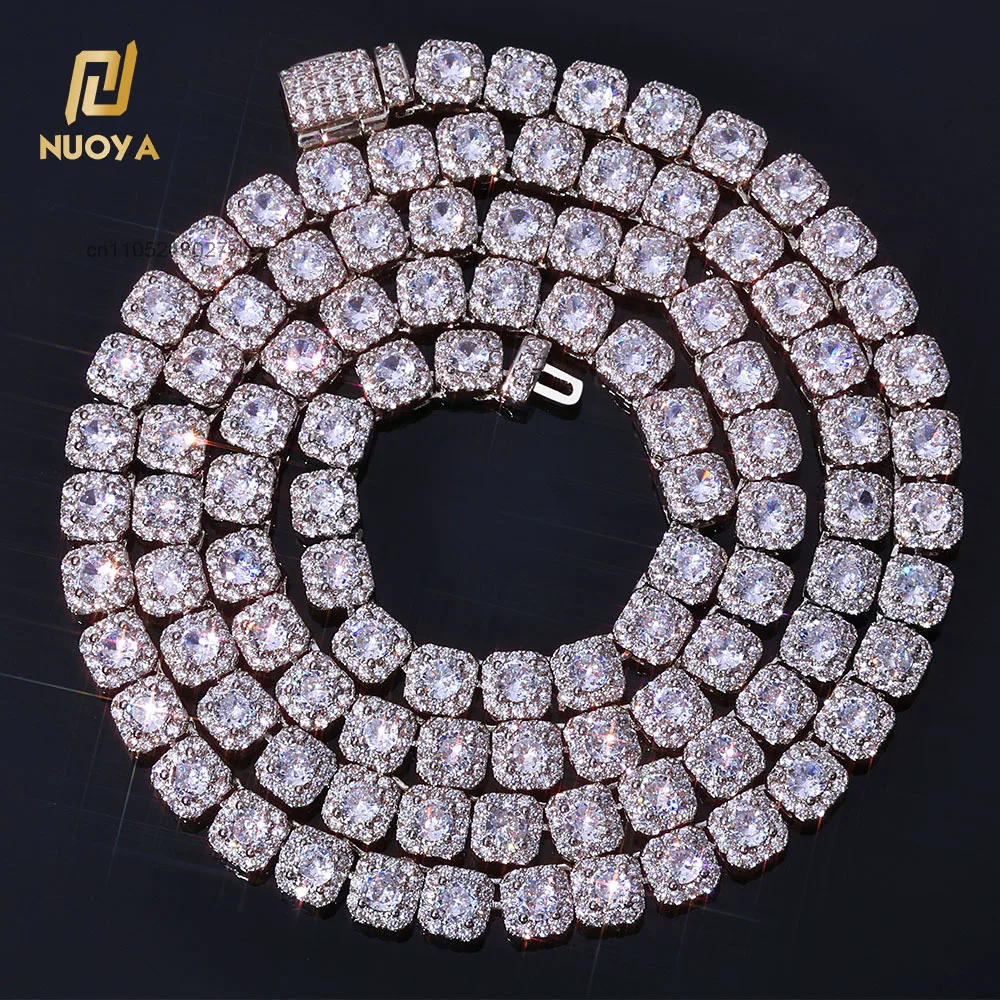 Moissanite S925 NUOYA 5mm High Quality Clustered Tennis Chain Hip Hop Jewelry Iced Diamond Clustered Tennis Chain Neckla
