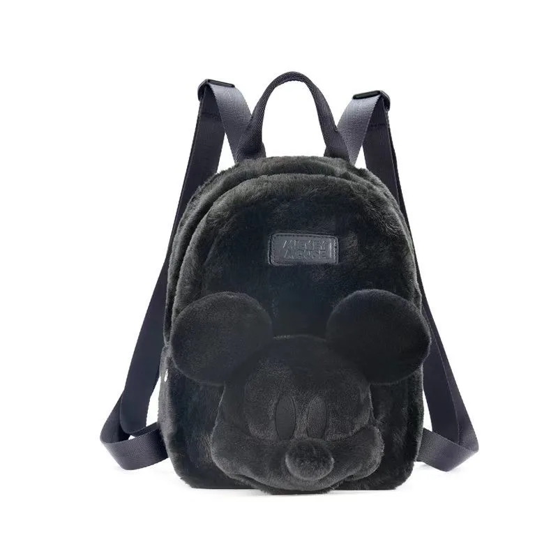 Mochila de felpa de Mickey Mouse de Disney, mochila de viaje escolar con bonitos dibujos de animales de peluche de gran capacidad para niños, niñas y niños