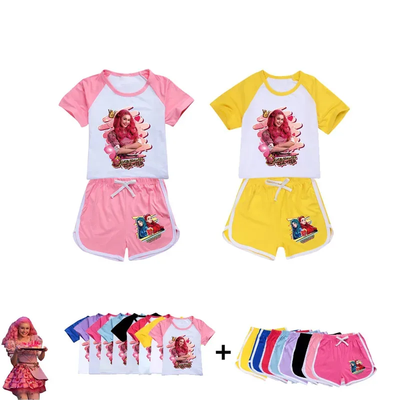 zz04zz12 ภาพยนตร์การก้าวขึ้นมาของสีแดงใหม่เสื้อยืดชุดเด็กลูกหลานเสื้อ + กางเกงขาสั้นชุดน่ารักการ์ตูนชุดนอนสวมใส่เสื้อผ้า Ki