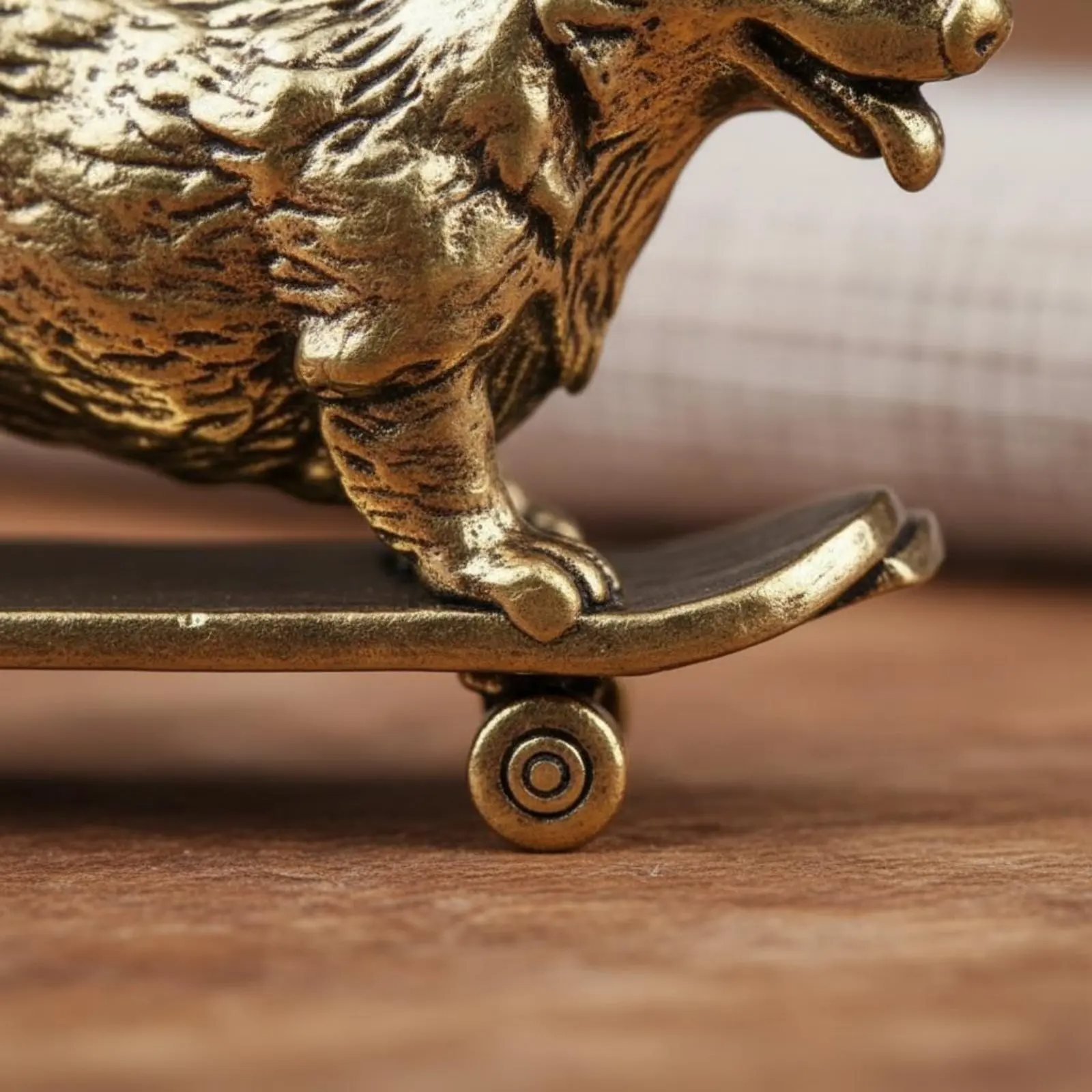 Corgi on Scooter Decoration Artisanal Miniature Astrological Dog House Decoration Vintage Design for Office Desk