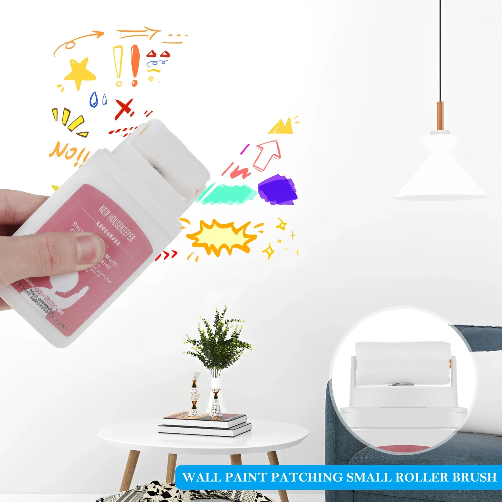 2 шт. кисть для заплатки стен с 100 г латексной краской, быстросохнущая маленькая паста для ремонта стен, валик, портативный ручной инструмент для рисования стен