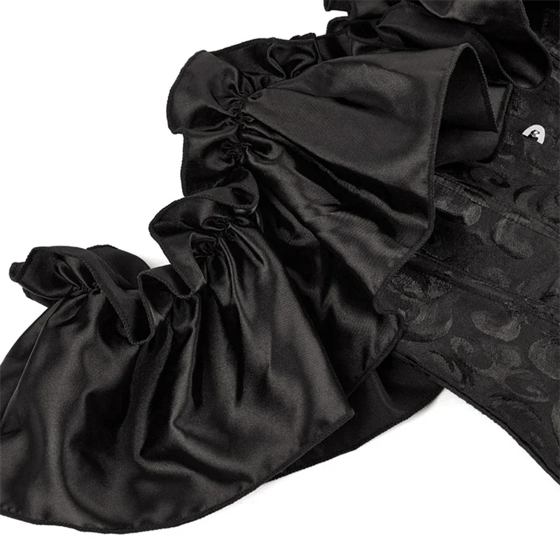 Gothic Off-Shoulder Korsett-Bluse Sexy Bustier Korsett-Top mit Rüschen und Gürtel Schlankmachendes Modellierendes Damen-Trägerkorsett Bühnen-Shapewear – Detail 5