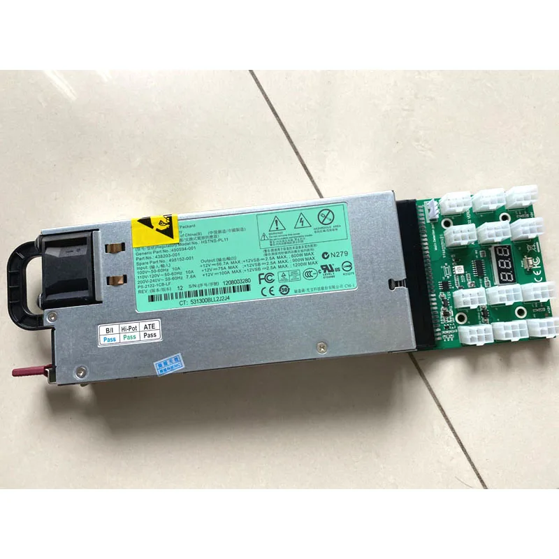 Imagem -02 - Fonte de Alimentação para Gpu Mining Servidor Psu Breakout Board Cabo 6pin hp Dl580 g6 g7 Pci-e Hstns-pl11 490594001 438203-001 1200w