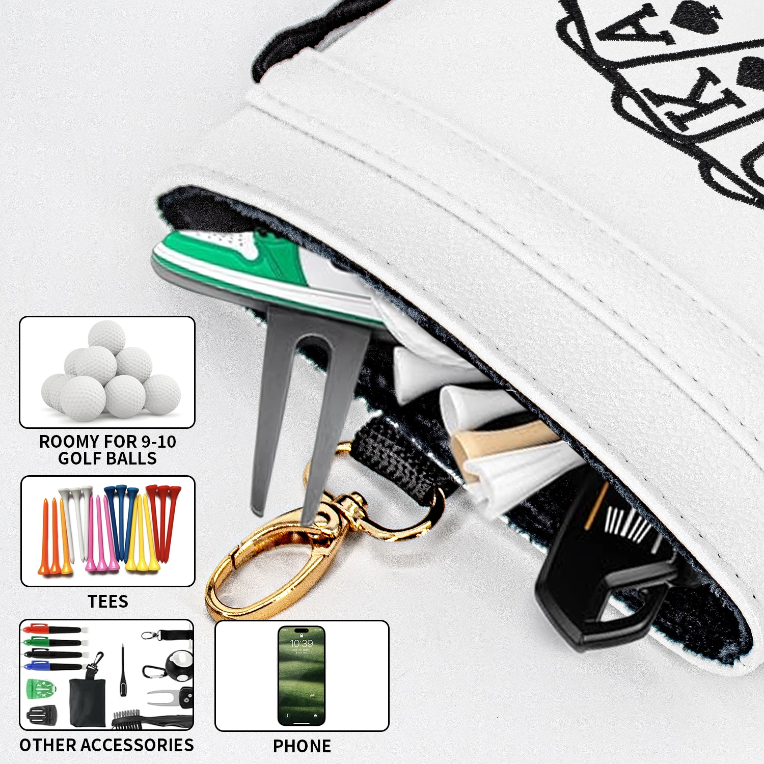 1 Stück weißer Golf-Beutel mit – Golf Bag Bewertung und Preis