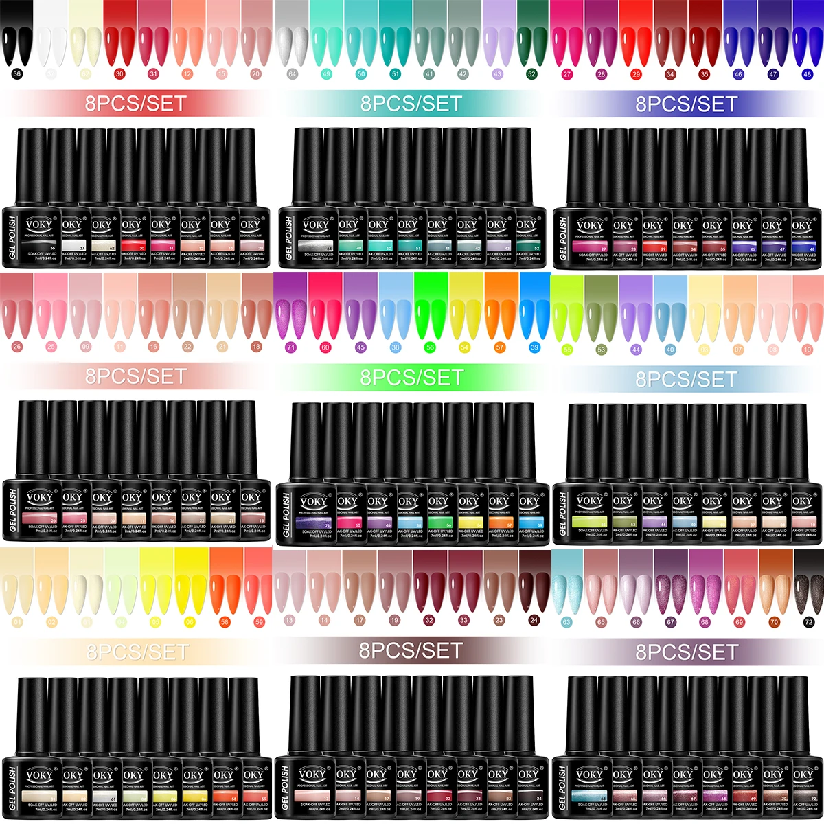 

VOKY 8PCS — различные модные цветовые комбинации. Это идеальный праздничный набор для подарка женщинам.