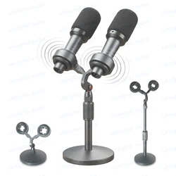 VIP55SM Dual Microphone Installation Kit Universal Stand for SM57 Presidential Microphone Twin Support Microphone Shock Mount