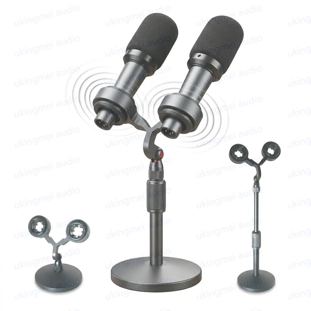 VIP55SM Dual Microphone Installation Kit Universal Stand for SM57 Presidential Microphone Twin Support Microphone Shock Mount