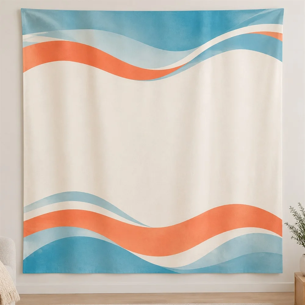 VIKAMA Organic Curves Twin Bands Modern Tapestry Wall Hanging, Aesthetic Modern Room Decor Tapestries for Living Room Bedroom
