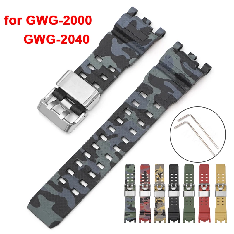 Tarnarmband für Casio G-SHOCK GWG-2000 GWG-2040 Ersatzharz Gummi Herren Armee Sportuhr Armband Band Zubehör
