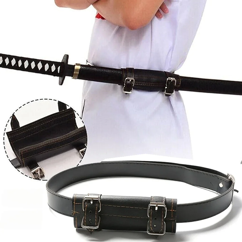 Cosplay Retro Sword Belt with Adjustable Samurai Scabbard PU Leather Knight Sword Stand Wasit Blet