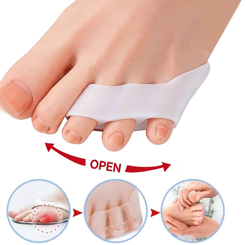 

2 шт. новый прозрачный силиконовый гель-выпрямитель для облегчения боли, защита для пальцев ног с тремя отверстиями, дышащие инструменты для ухода за ногами