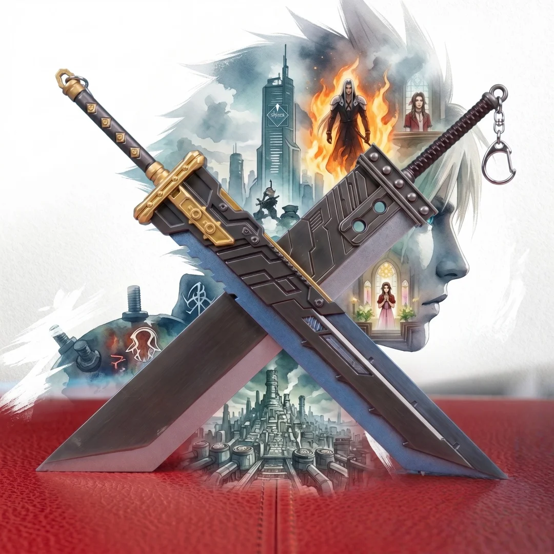 Katana de Metal de 8.6 Pulgadas, Cuchillo de Anime de Final Fantasy, Katana Japonesa de Tamaño Real, Espada Durandal, Espada Samurai Original, Juguete de Regalo