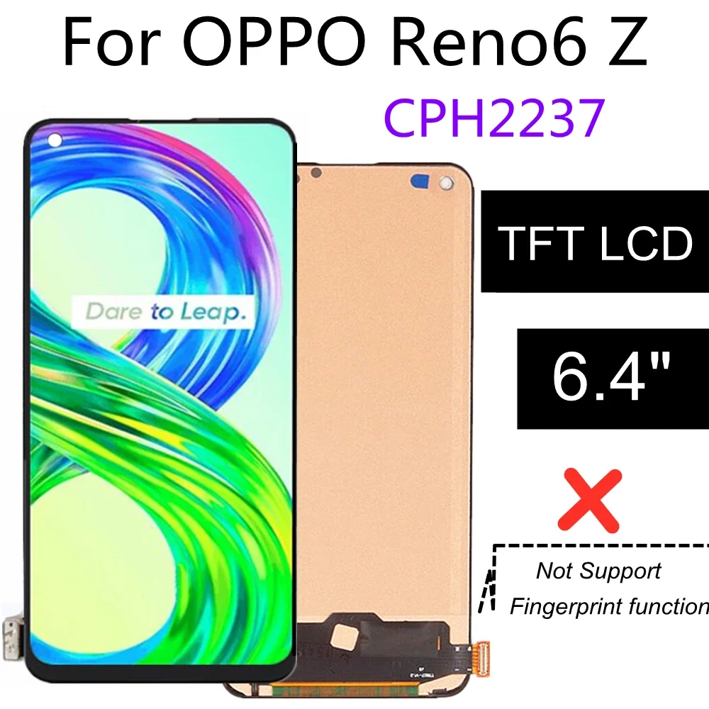 

6,40 "TFT ЖК-дисплей для OPPO Reno 6Z, ЖК-дисплей, замена сенсорного экрана в сборе для OPPO Reno6 Z CPH2237, ЖК-дисплей