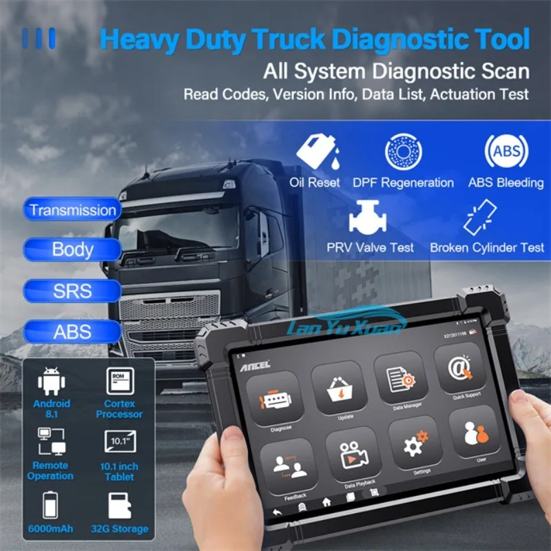 Best ANCEL X7 HD Heavy Duty Truck Scanner 24V Full System EPB ABS Oil Reset SAS DPF Regen TPMS ECU x7hd OBD2 Diagnostic Tool