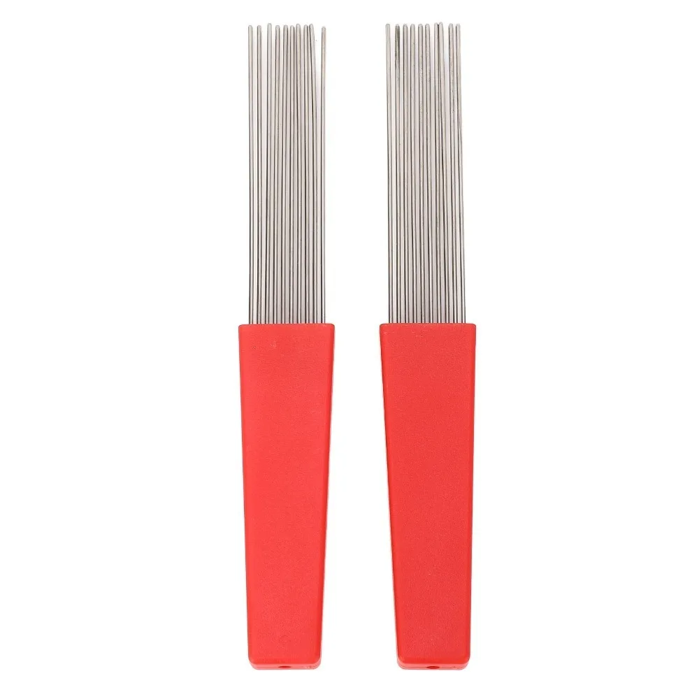 2PCS Plastic And Stainless Steel Guiro Scraper Red Color Comb Style Comb Style Scraper Professional Scraper